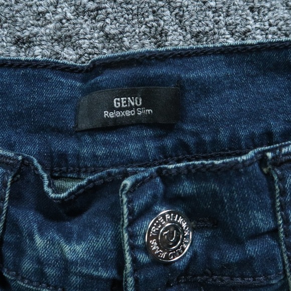 True Religion Jeans Mens 33x33 Blue Geno Relaxed Slim Dark Wash Flap Big‎ T NWT - Picture 4 of 12